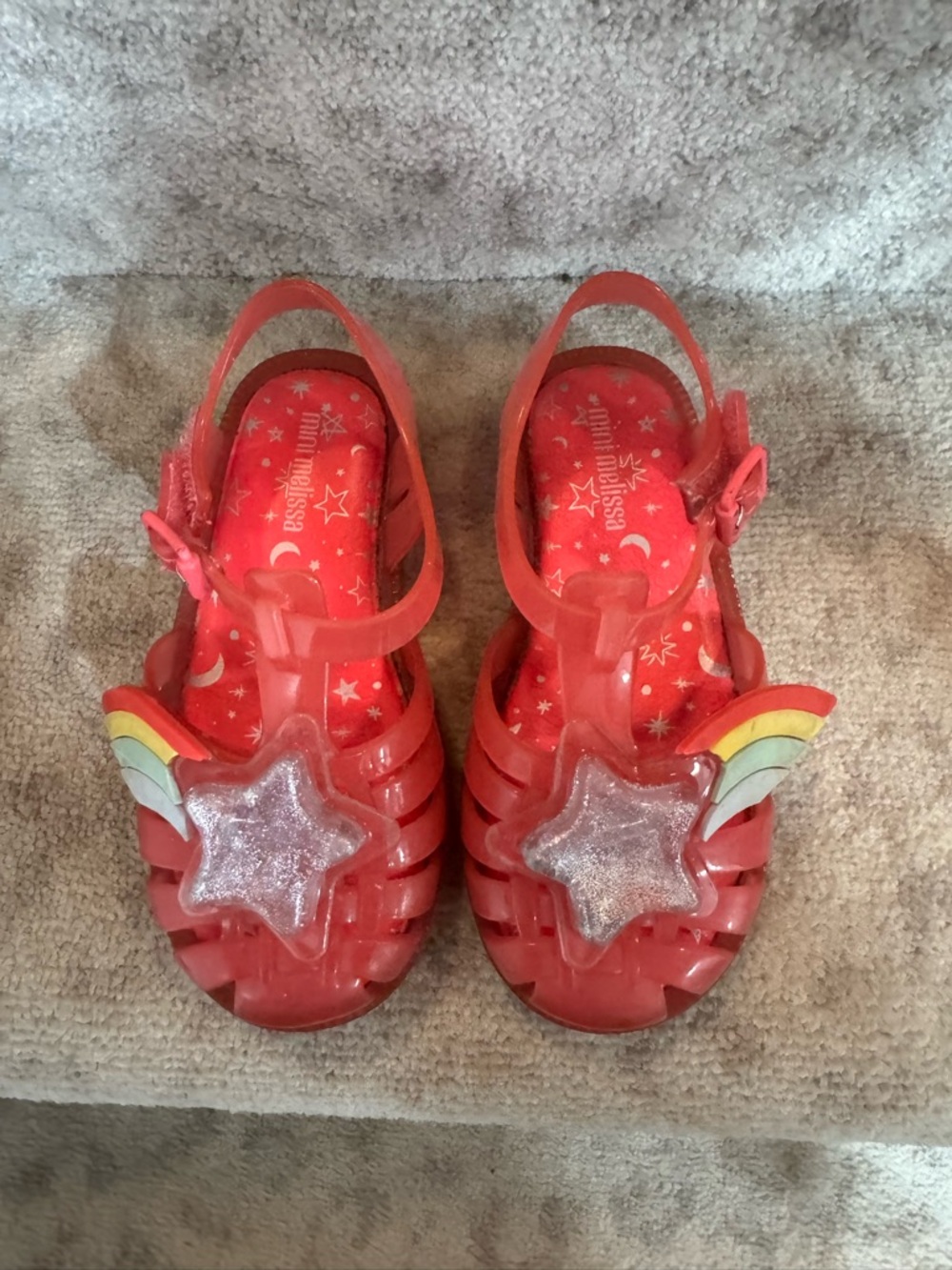Mini Melissa Kids' Pink Jelly Sandals with Rainbow Star
